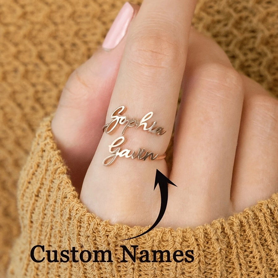 Personalized custom 1-2 person name rings, simple name rings, couple name rings