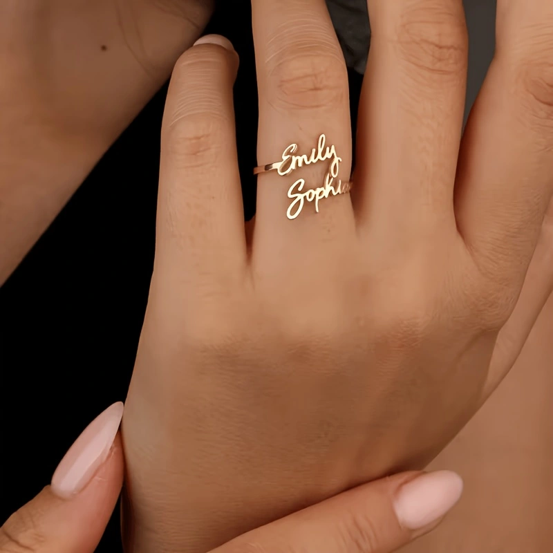 Personalized custom 1-2 person name rings, simple name rings, couple name rings