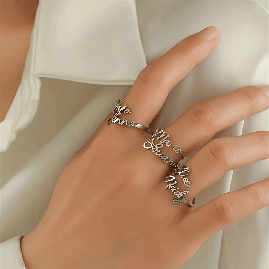 Personalized custom 1-2 person name rings, simple name rings, couple name rings