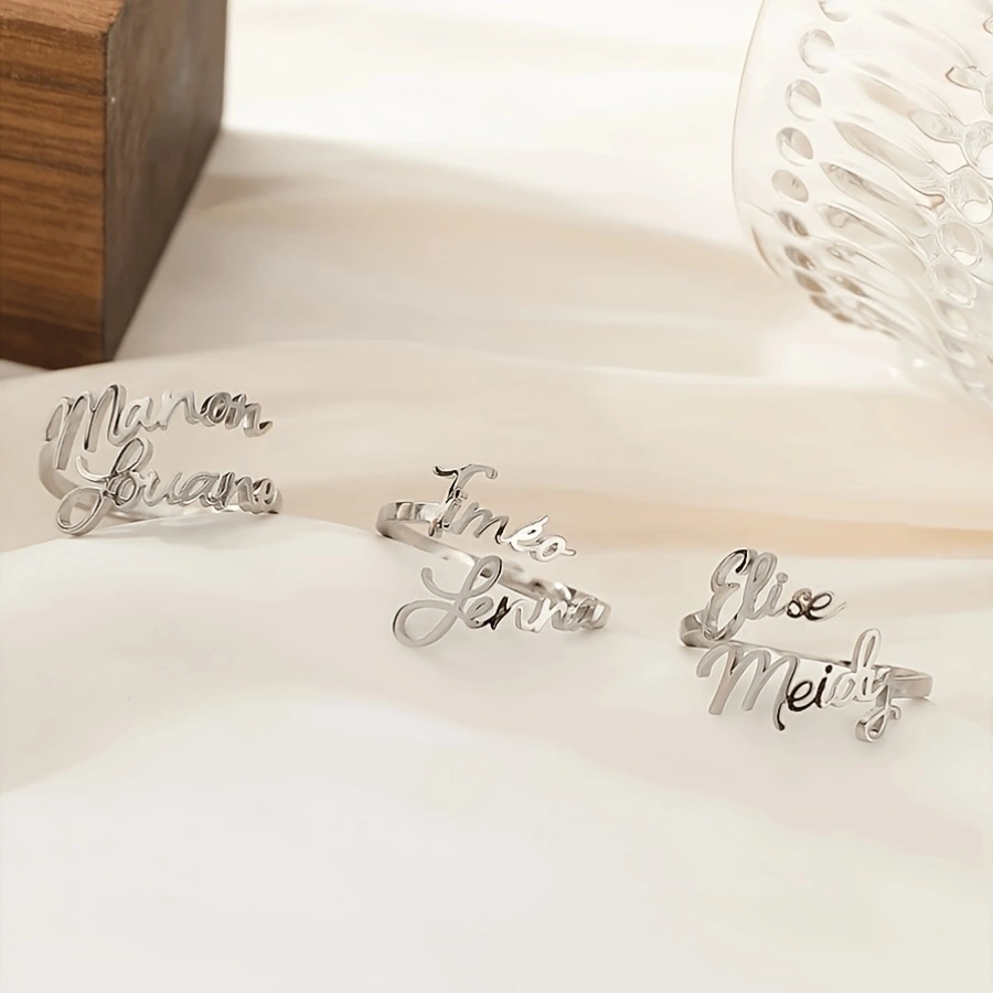 Personalized custom 1-2 person name rings, simple name rings, couple name rings
