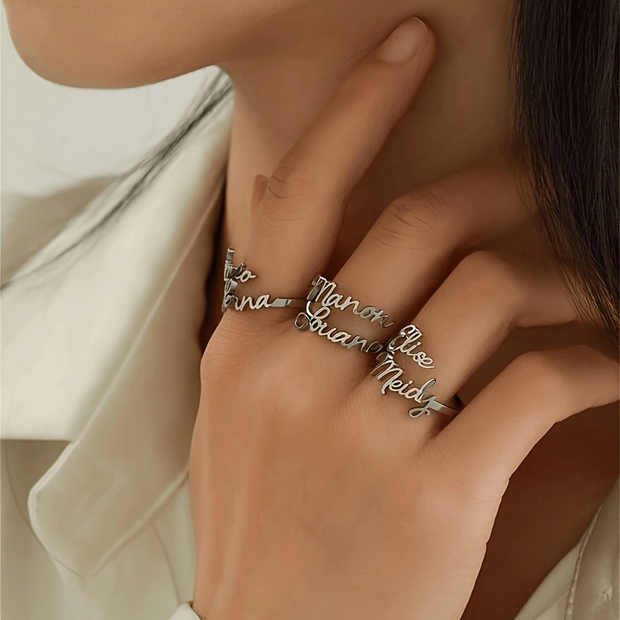 Personalized custom 1-2 person name rings, simple name rings, couple name rings