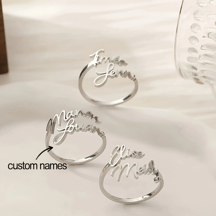 Personalized custom 1-2 person name rings, simple name rings, couple name rings